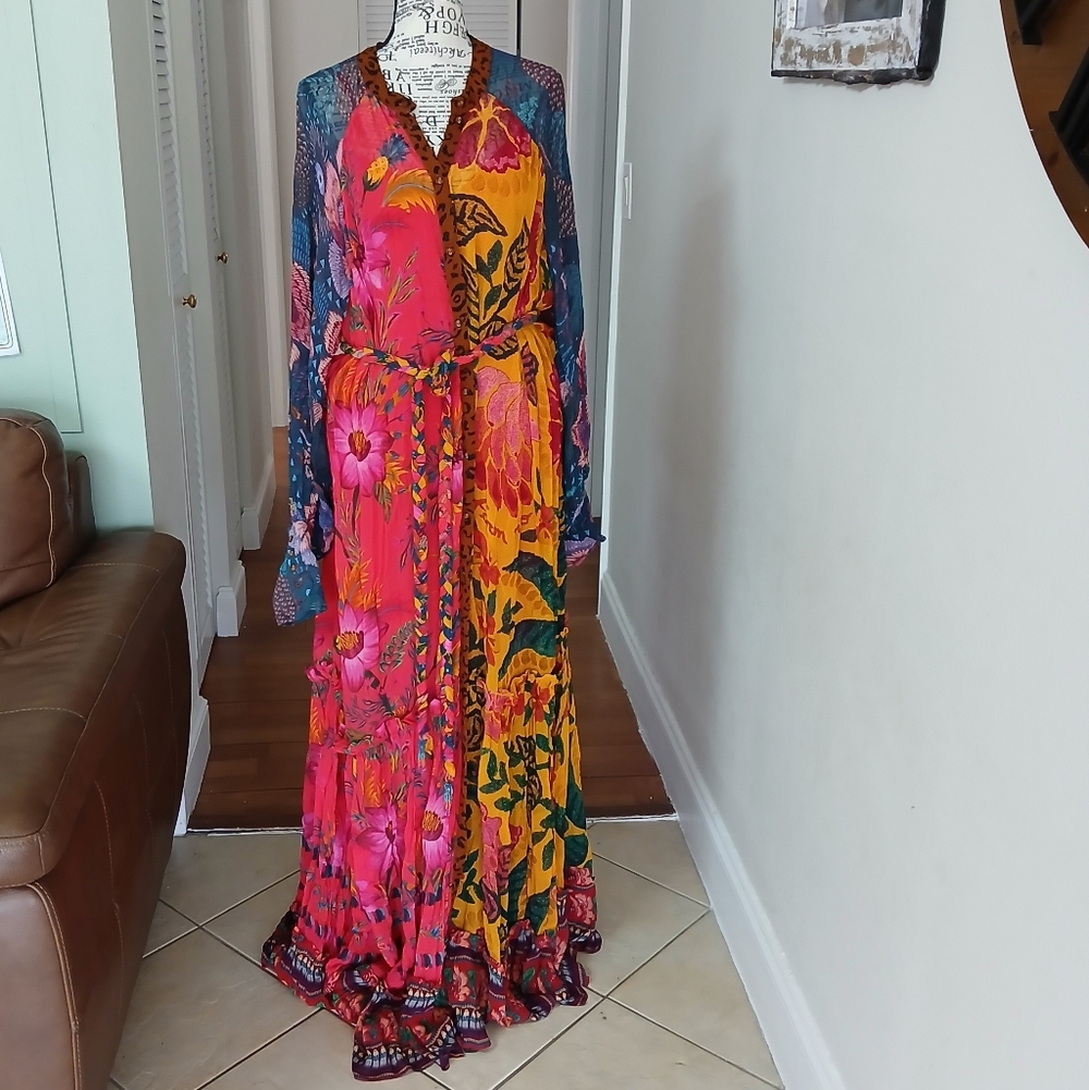 FARM RIO‎ Mixed Prints Button Down Maxi Dress In Mix Print - Picture 4 of 11